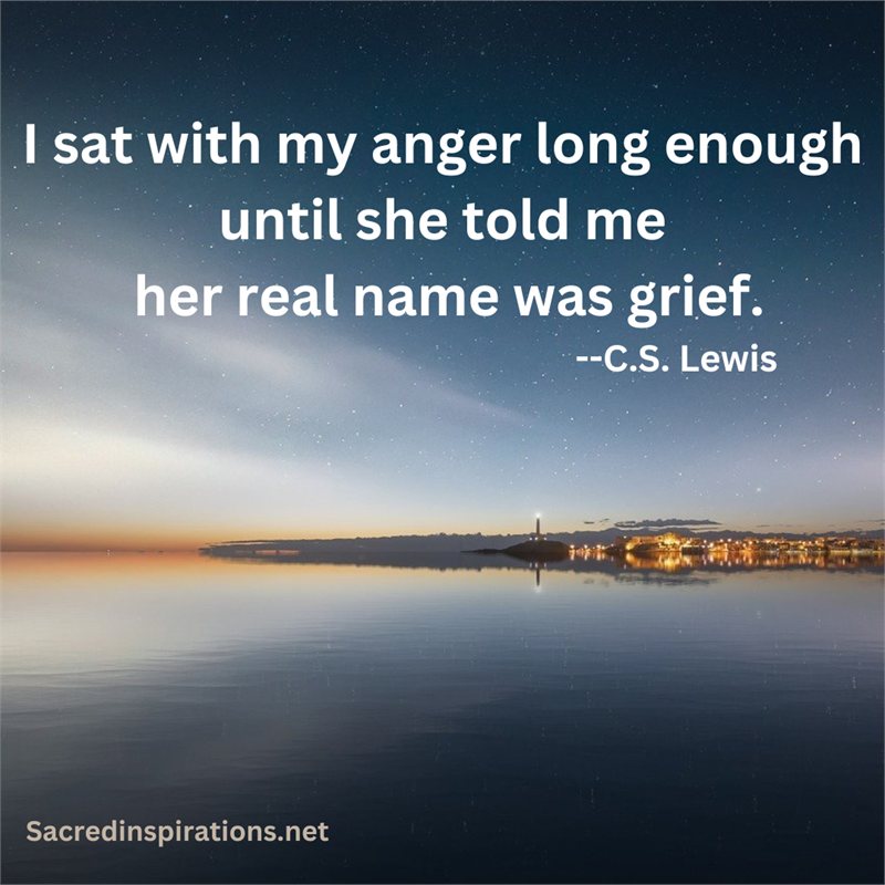I sat with my anger long enough until she told me her real name was grief — C.S. Lewis