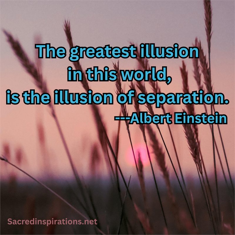 The greatest illusion is the illusion of separation — Albert Einstein