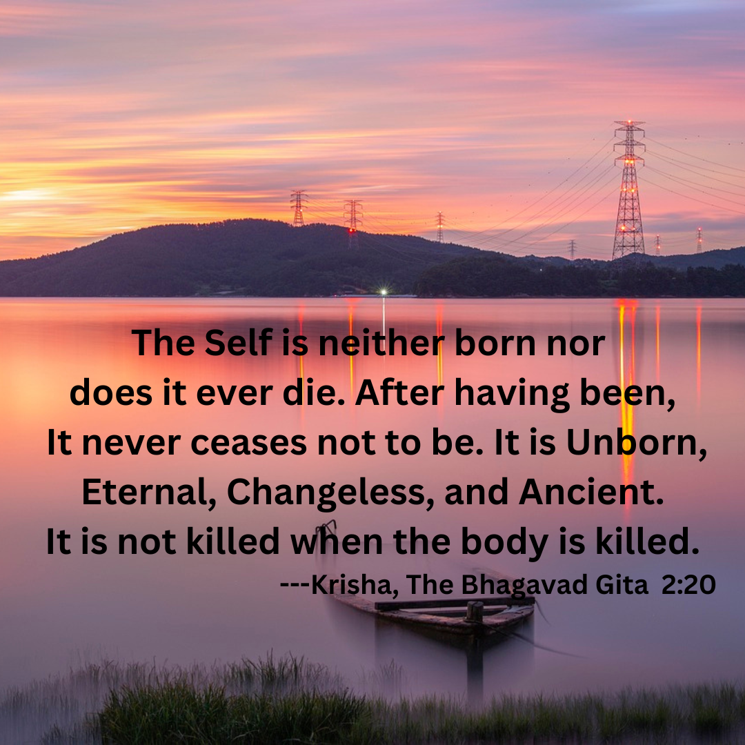 The Self is neither born nor does it ever die; it is Unborn, Eternal, Changeless, and Ancient — Krishna, Bhagavad Gita