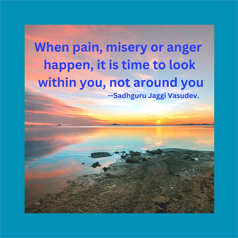 When pain, misery or anger happen, it is time to look within you, not around you — Sadhguru